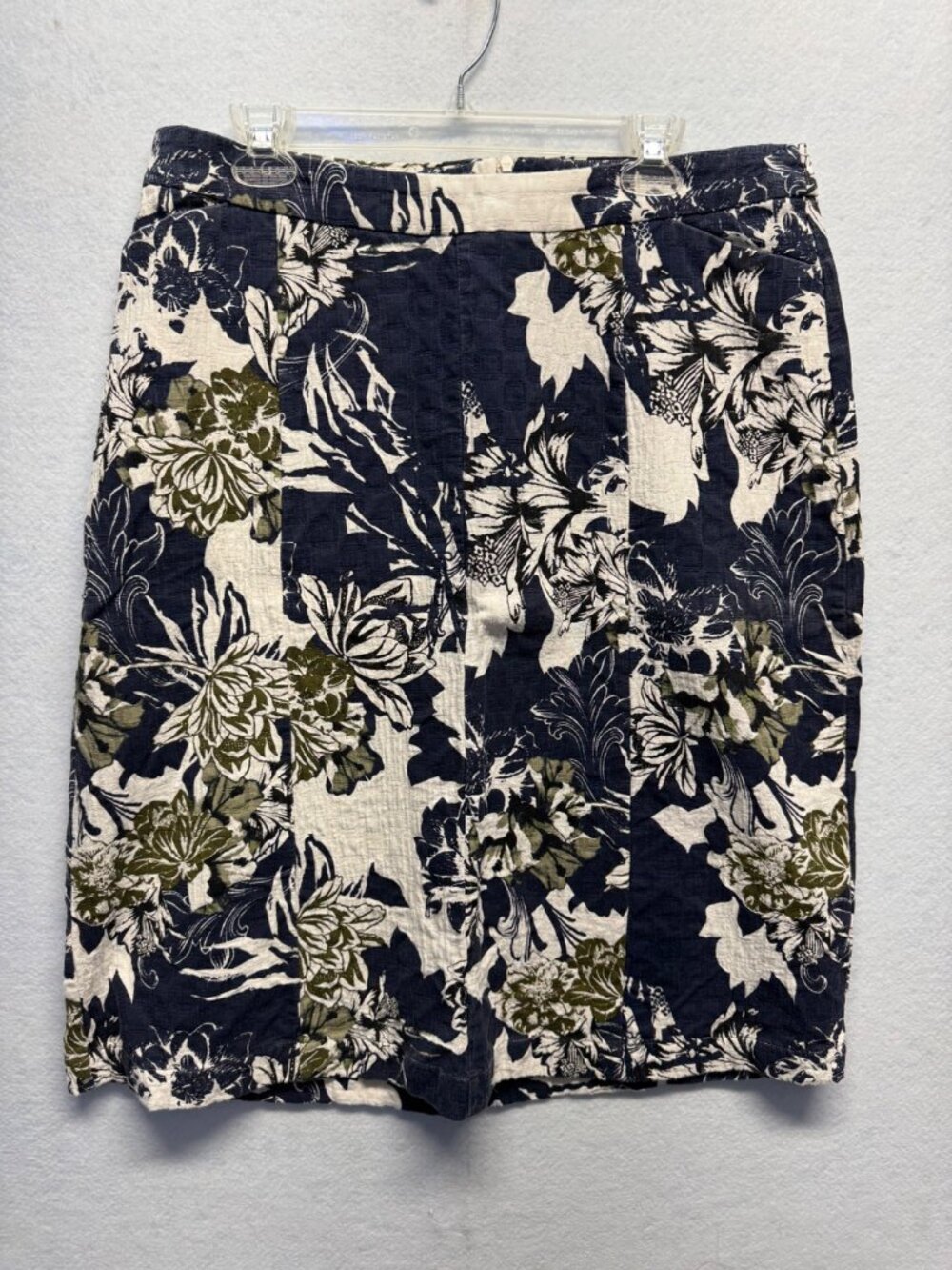 Cj Banks Womens Floral Print Knee-Length Skirt 14W Average Blue/White/Green
